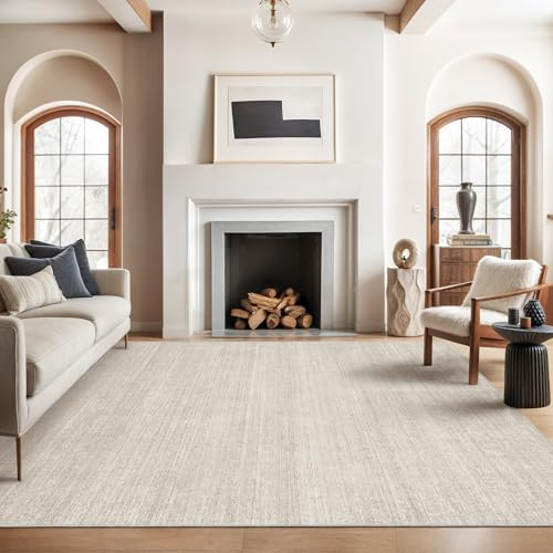 Valenrug Washable Rugs 6x9 - Ultra Thin Stain Resistant 6x9 Rugs for Living Room, Non Slip Backing 0.25 Low Pile Rugs for Bedroom, Folable Machine Washable Area Rug (6x9, Beige)