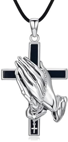 YAFEINI Cadeaux de baptême en argent 925 Vierge De Guadalupe/Mains en prière/Saint Christophe Pendentif Collier Bijoux Chrétiens Cadeaux de confirmation, 22 Zoll, Argent sterling, Pas de pierre