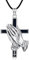 YAFEINI Betende Hände Kette Silber 925 Rosenkranz Schwarzes Kreuz Halskette Taufgeschenke Christlicher Schmuck Konfirmation Geschenke