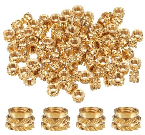 QUARKZMAN 100 piezas de Insertos Roscados de Latón M3 para Calentar, Inserto M3x3mm, OD 5mm Tuercas Insertadas con Estrías, Tuercas de Latón para Impresión 3D con Rosca Hembra Insertada