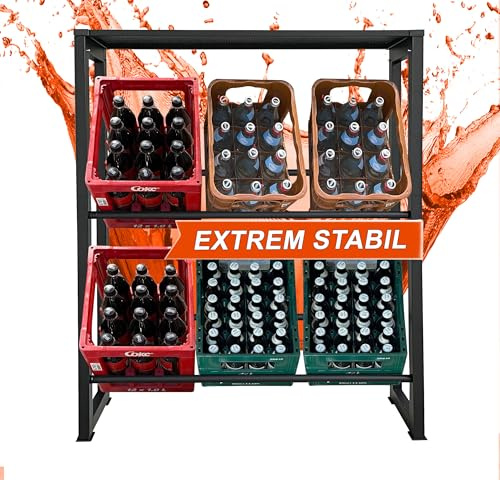 QUICK STAR Drinks Crate Shelf 104 x 30 x 129 cm with Shelf for 6 Boxes Drink Crate Holder Stand Shelf