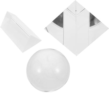 TOPPERFUN 3pcs Science Educational Optics Crystal Pyramid Prism Triangular Prism for Photography Crystal Ball Kit