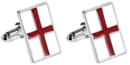 GAUEIOUR Enamel St George England Pin Lapel Cufflinks With Vibrant Red Cross Patterns, Fashionable Business Shirt Alloy Accessories,Gift Suitable for Men