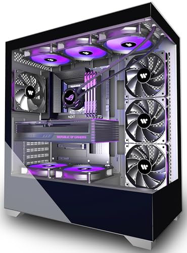 KEDIERS PC Gehäuse Vorinstallierter 4 × 120MM Schwarz Lüfter, ATX Mid Tower PC Gehäuse, Computergehäuse mit Panoramaaussicht Gehärtetes Glas Front Panel,Schwarz，P4