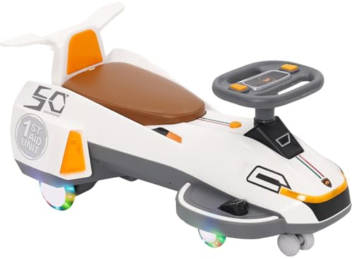 Voiture Électrique Enfant 2in1 2 Places Pedal, Direction 360°, Anti-Bascule | Voiture Enfant Électrique, Balançoire, Musique & Lumières. 2 Modes, Facile. Parfait Bébés & Enfants, Intérieur/Extérieur