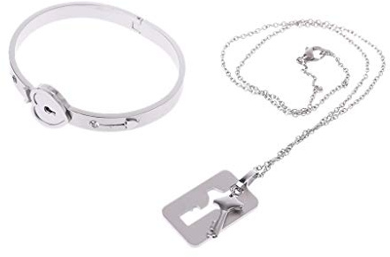 CQEAZ Couple for Steel Lock Bangle & for Key Pendant Necklace Love S