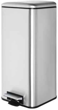 JM ·YIPENG Kitchen Bin, 30L Pedal Bin with Soft Close Lid,Slim Pedal Bins with Removable Inner Bucket, Stainless Steel Bins for Kitchen and Office