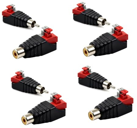 8 Piezas Adaptador de Cable RCA a Altavoz, Conector RCA Macho y Hembra a 2 Tornillos Terminal, Adaptador Phono de presión para Subwoofer, CCTV, Audio, Balun sin Soldadura para Sistemas de Sonido