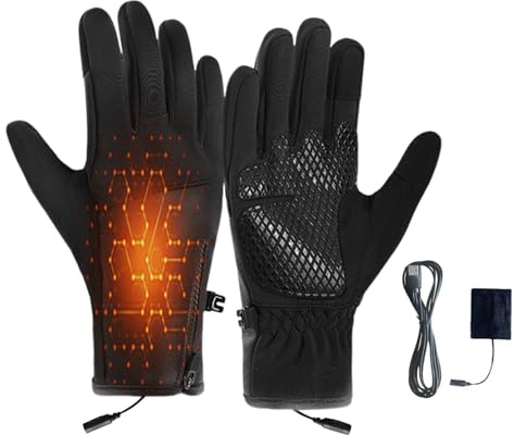 Genérico Guantes Calefactables para Hombre - Recargables Polar Táctil Antideslizante | Guantes de Esquí Térmicos con Calefacción para Invierno | para Caza Escalada Senderismo Conducción