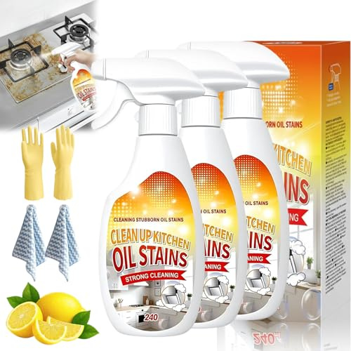 Heavy-Duty Kitchen Degreaser Foam Cleaner, Fiell Clean Up Kitchen Oil Stain Spray, Oven Cleaner Heavy Duty Oil Stains Spray, All Purpose Cleaning Spray for Oven, Cabinet, Grill (3 Pcs)