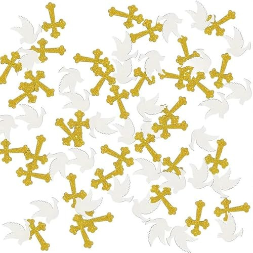 Confettis Croix Pailletés God Bless – Décoration de Table pour Baptême, Communion, Mariage, Baby Shower