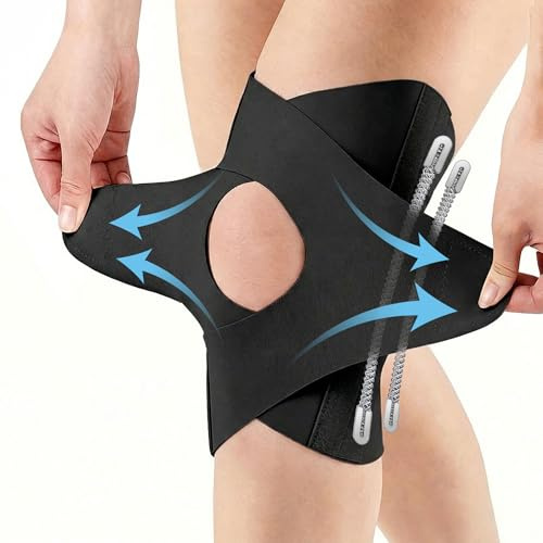 Goldeer Rodilleras Menisco y Ligamento para Hombres y Mujeres,Rodillera Rotuliana con Estabilizadores Laterales con Resorte para Dolor de Artritis,Deportes Dolor Articular (Negro, Medium)
