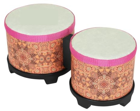 Bongos Bongo Drum 5 + 15 cm anslutningsbart handtrumma stämbart professionellt slagverksinstrument för nybörjare (Orange Bongo Drum)