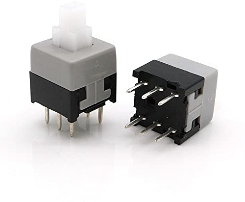 Superele 100PCS 8.5X8.5MM/5.8x5.8mm 6Pin Push Tactile Power Micro Switch Self Lock On/Off Button Latching Switch (8.5x8.5MM)