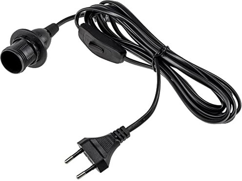 ChiliTec E14 Lampenfassung mit Schalter Fassung mit 3,4m Kabel Schnurschalter Lampenaufhängung Montagering für Lampenschirm Papier Leuchten Stern Lampen Schwarz