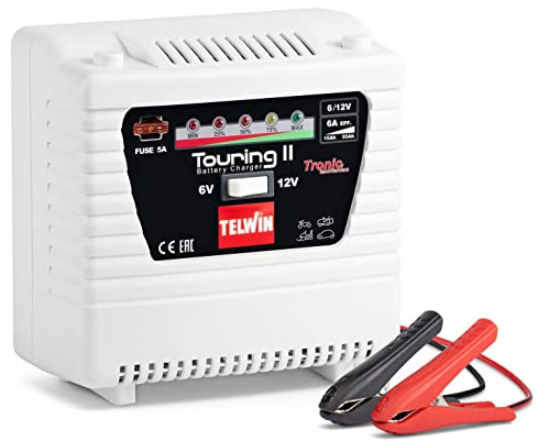 Telwin Touring 11 Caricabatterie con Controllo Elettronico Tronic, 6V/12V, Led Stato di Carica