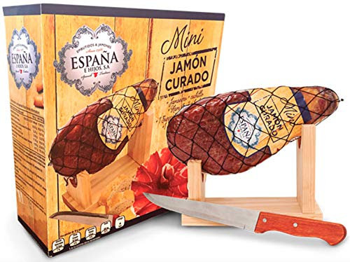 Mini Jamón Curado y Deshuesado 1ª Calidad con Jamonero. 1 Kg.