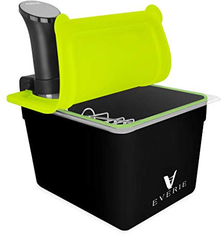 EVERIE Récipient sous vide avec couvercle universel en silicone, support sous vide et manchon de récipient compatible avec tous les modèles Anova, Breville Joule, cuisinière sous vide instantanée