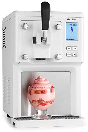 KLARSTEIN Sweet Sundae - Macchina per Gelato, Gelatiera, 1,5 L, Compressore Autoraffreddante, 200 W, Sistema di Erogazione, Mantenimento Temperatura per 3 h, Pulizia Automatica, Acciaio Inox, Bianco