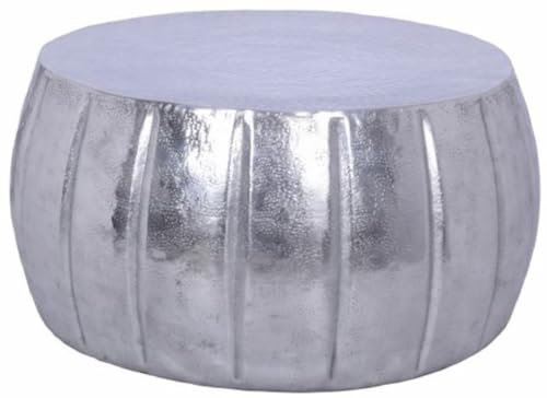 Casa Padrino Aluminium Couchtisch Silber Ø 65 x H. 31 cm - Runder Wohnzimmertisch im orientalischen Stil - Wohnzimmer Möbel