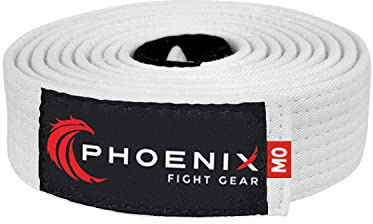 Phoenix Fight Gear BJJ Belt for Jiu Jitsu- A0, A1, A2, A3, A4, A5, White, Yellow, Orange, Purple, Blue, Green, Grey, Black (White, A7)
