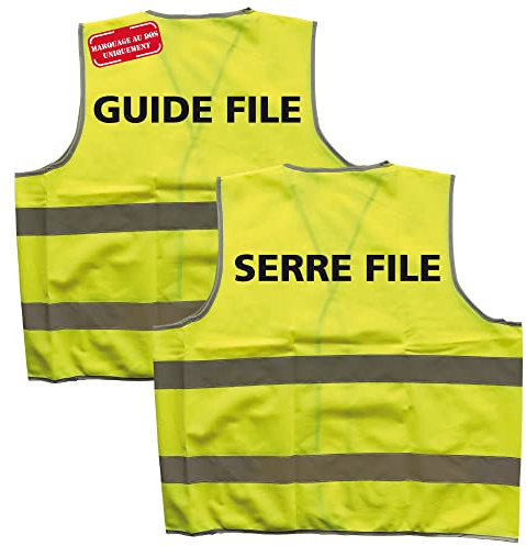 Signalétique.biz France LOT DE 1 GILET GUIDE FILE ET 1 GILET SERRE FILE (1xWC1390GF + 1xWC1390SF) - Jaune - L - -