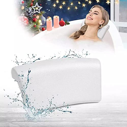 Oreiller de Bain, Imperméable Coussin Baignoire PU, Coussins de Bain, Oreiller de Bain avec Ventouses, Oreiller de Baignoire Ergonomique, Facile à Nettoyer, pour Tous Types de Baignoire, Accueil Spa