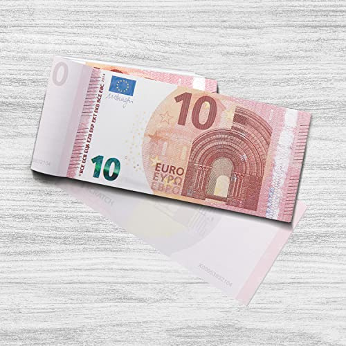 Scratch Cash Block 10 € Euro - 50 Billetes en los que escribir, Dinero Cupones, Block Notes, Cupones de descuento, Gadgets (dimensiones aumentadas al 125% en comparación con los reales)