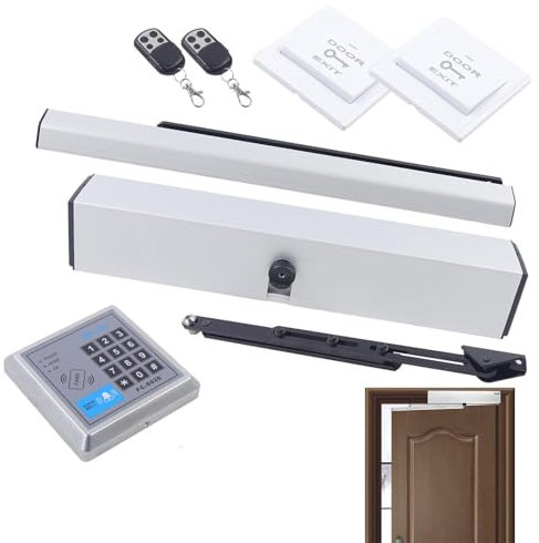 Jolre Ouvre-porte automatique, plat, électrique, avec télécommandes et cartes IC, en alliage d'aluminium, acier inoxydable et fonte, argenté ou noir/blanc