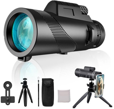 SKY SCOPE 80x100 Monocular Telescope for Smartphone, Black, Beginner, Adults, Outdoor Enthusiasts and Tech-Savvy Users, Unisex