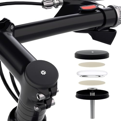 GRQUSTO Bike Airtag Holder Mount Hidden - Anti Theft Bike GPS Tracker Airtag Holder, Waterproof Bike Stem Cap Mount Accessories with Headset Cap Size 1-1/8 & 1-1/4/1.12-1.25