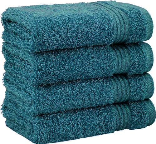 Textile Do 4 X Luxury Face Cloth Towel Set (30 x 30 cm-800 GSM) 100% Egyptian Cotton Wash Cloths Super Soft Flannels Face Cloths for Gym Spa Bathroom (Cotton, Blue Lagoon)