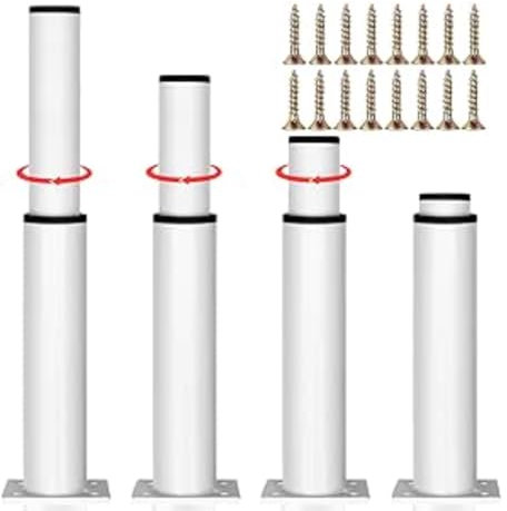 4 Stück Möbelfüße Höhenverstellbar,Möbelbeine Metall Weiß, Möbelfüße Verstellbare,DIY Füße für Möbel 250-420mm, Bettfüße für Sofa, Nachttisch, Schrank,einsetzbar für Verschiedene Möbeltypen