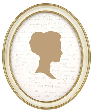 AELS 20,3 x 25,4 cm großer Vintage-Bilderrahmen, eleganter antiker Bilderrahmen mit Glasfront, Foto-Display, Tisch-Wandbehang, Geschenkideen, cremefarben, oval mit Goldrand