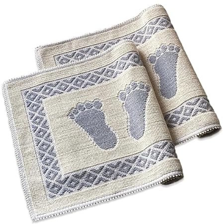 Soffy Creme & Grau 2er Pack Badematte | Natürliche Baumwolle Badteppich | Weiche Bad- und Duschvorleger | Für Bad, Dusche und Toilette Maschinenwaschbar, Schnell Trocknend Badvorleger