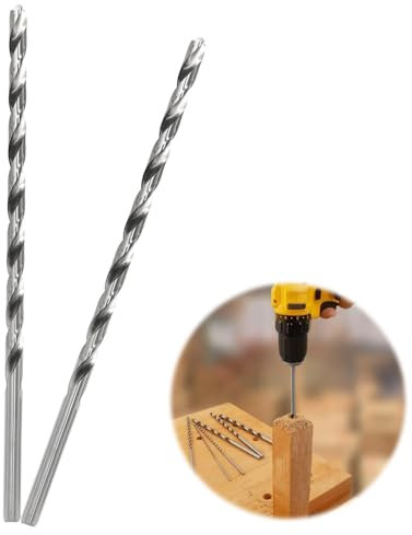 Puces de foret de 7 mm, de 200 mm de long, en acier au carbone à haute teneur en carbone, accessoires de foret pour bois, plastique et aluminium, 2 pièces (argent)