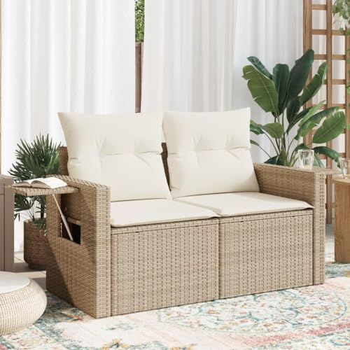 Verderoom Divano da Esterno 2 Posti, Divanetto da Esterno, Divano Rattan, Divani da Giardino, Salotto da Giardino Esterno, con Cuscini in Polyrattan Nero