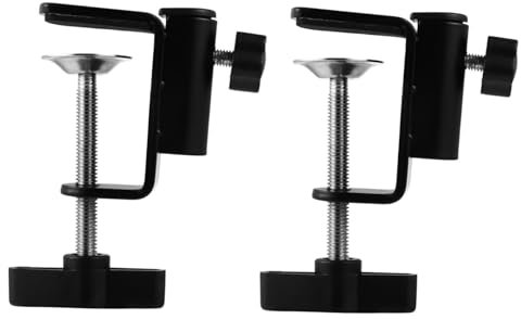 BIUDECO Soporte Para Micrófono Base Metálica Tipo C, Abrazadera Fija Para Mesa, Clip Resistente Ajustable Para Escritorio, Paquete De 2 Unidades, Adecuado Para Montaje De Brazo De Tijera