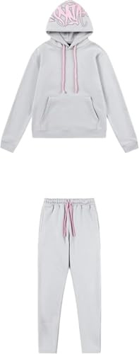 Generico Tuta Uomo, Lettere Stampa Tracksuit 2 Pezzi Y2K Tuta Jogging Sportiva Set Hip Hop Streetwear Felpe con Cappuccio e Pantaloni Della Tuta Larghi