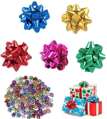 Nodi Regalo Autoadesivi,50 Pezzi Mini Fiocchi Regalo,Fiocchi Decorativi,Fiocchi Decorativi per Imballaggio Regalo,Metallici Colori Nodi e Nastri,per Imballaggio Regalo,Matrimonio,Compleanno
