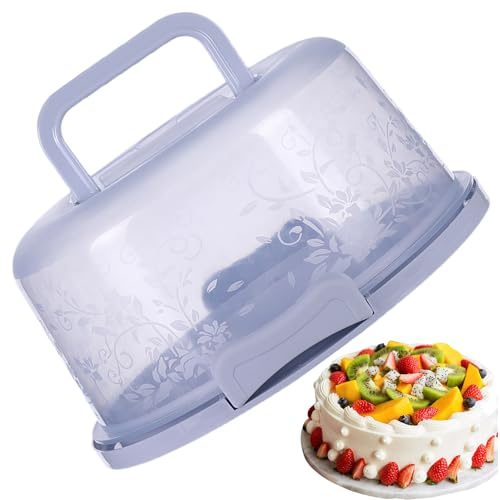 Jingyash Boite Transport Gateau Rond, Anti-poussière Boîte à Gâteaux ronde avec Couvercle et Poignée, Diamètre 26cm, Portable Dôme Transparent pour Gâteaux Muffins Cupcakes Pizzas Pâtisseries