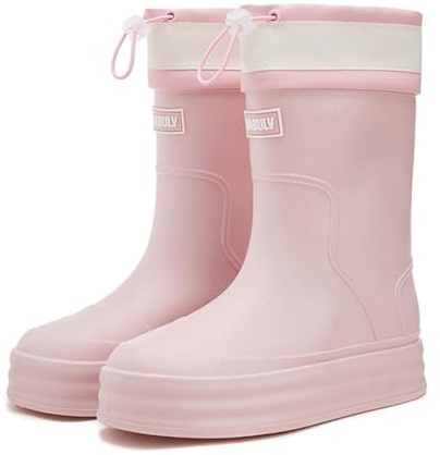 Zapatos de lluvia para mujer Ropa de abrigo Cien Arnés Boca acolchada acolchada Parte inferior Cómodo antideslizante Cocina Zapatos de goma Botas de lluvia