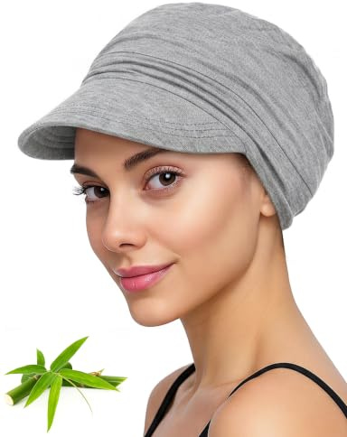 Becellen Gorros Oncologico, Bambú Negro Turbantes Oncologicos Pañuelos Cabeza Mujer Suave Transpirable Gorra de Béisbol para Hombre y Mujer