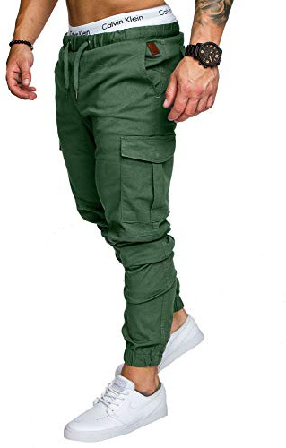 Amaci&Sons Jogger Cargo Herren Chino Jeans Hose 7001 Khaki W34