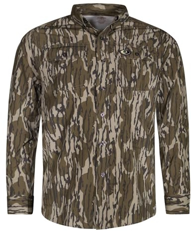 Mossy Oak Men's Tibbee Technical Lightweight Camo Hunting Shirt, X-Large, Original Bottomland