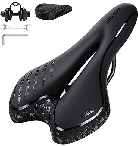 Fahrradsattel, JOLY FANG Bequemer Gel Fahrrad Sattel Damen Herren, Hohl Ergonomisch Fahrradsitz für MTB/Rennrad/Mountainbike/Dirt Bike (Schwarz)