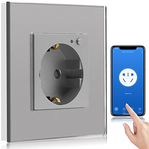 BSEED Presa intelligente WiFi, funziona con Amazon Alexa e Google Home, funzione di temporizzazione e controllo vocale tramite app Smart Life, presa Schuko 16A colore grigio, presa intelligente in