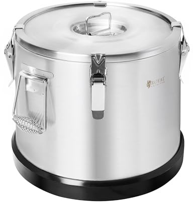 Royal Catering RC-TFT15 Stainless Steel 15L Insulated Food Container with Rubber Base