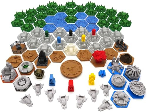 BG Expansions - Pack Completo Premium para Terraforming Mars y Expansiones Colonias, Venus Next y Conflictos | 87 Piezas 3D | Losetas Detalladas, Tokens y Naves Espaciales a Todo Color