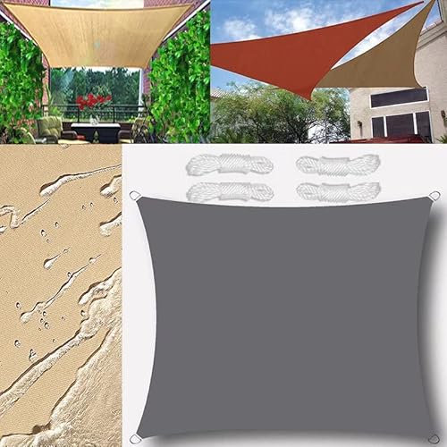 GLIN Sun Shade Sail Outdoor Waterproof Rectangular 1.5x2.5m Shade Sails Canopy UV Protection for Garden Patio Block With Rope Shade Sail Kit Gray